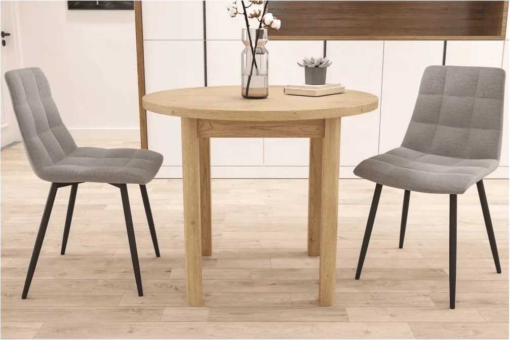 Masă de sufragerie rotunda ADAM 80x80 cm, decor stejar Cremona Torro