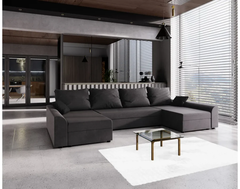 Expedo Canapea extensibilă în formă de U VIVIANA, 321x80x139 sawana 05/perne sawana 14