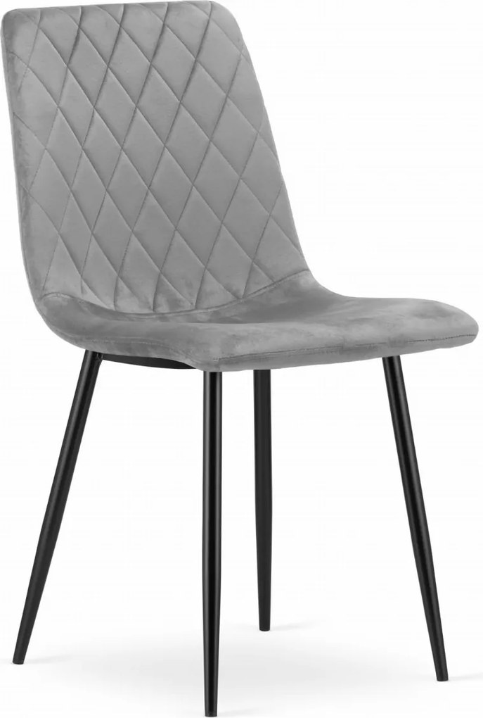 Scaun de catifea gri TURIN cu picioare negre