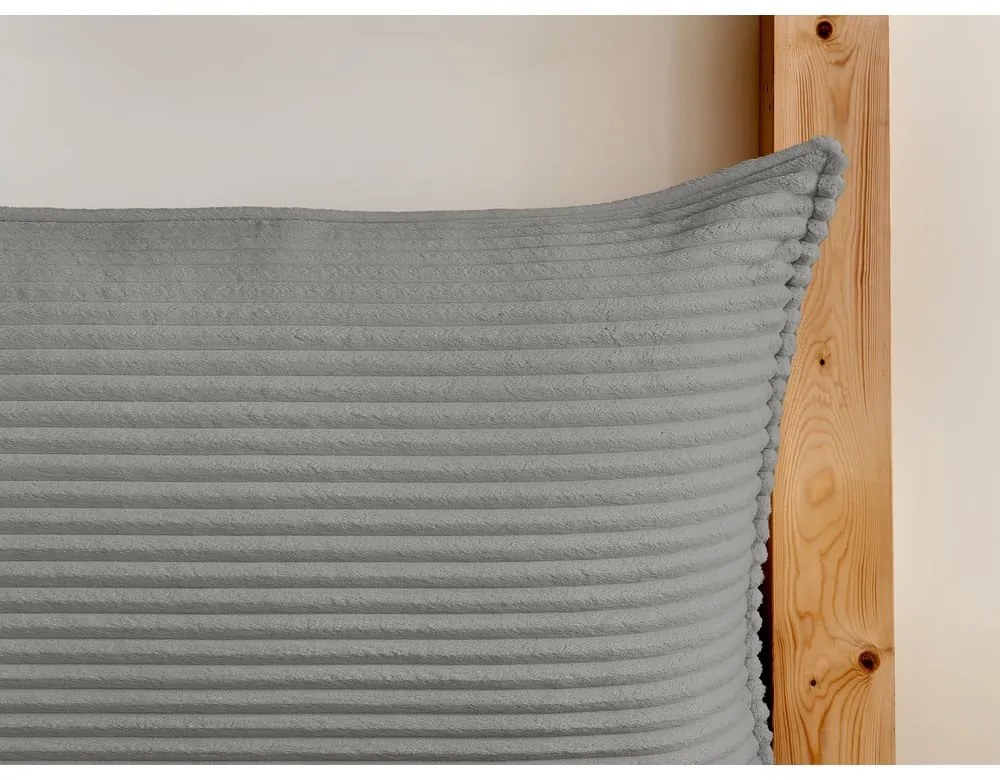 Pat matrimonial gri tapițat cu spațiu de depozitare cu somieră 160x200 cm Jade – Bobochic Paris