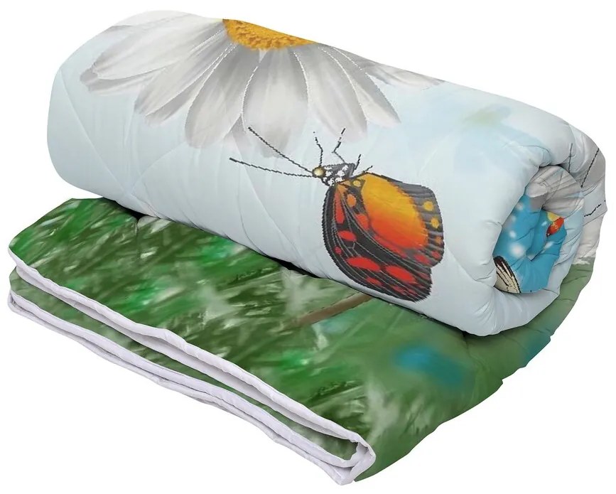 Pilota de Vara Flower Field, Microfibra Matlasata, 200x220 cm, 150g/mp