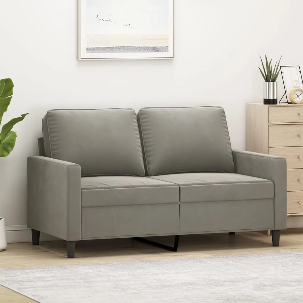 348735 vidaXL Canapea cu 2 locuri, gri deschis, 120 cm, catifea