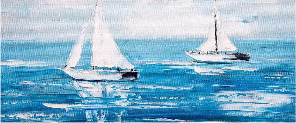 Tablou - Pictură yacht pe mare (120x50 cm)