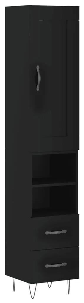 3200290 vidaXL Dulap înalt, negru, 34,5x34x180 cm, lemn prelucrat