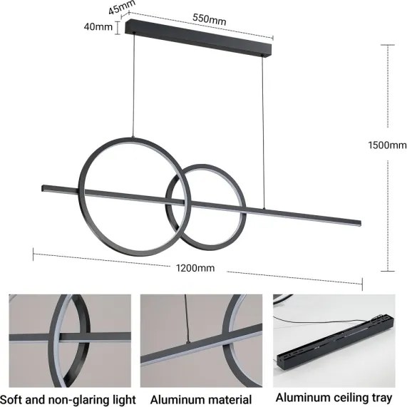 BRILAGI - Lustră LED reglabilă pe cablu SIGNATURE LED/53W/230V 120 cm neagră + telecomandă