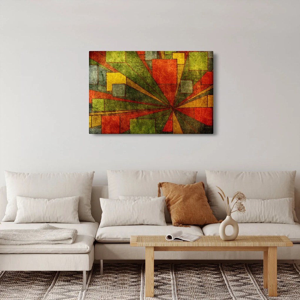 Tablou cu abstracție geometrică (90x60 cm)