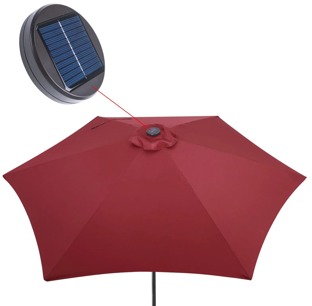 Deuba Umbrelă de soare LED Florida Ø300 cm - roșu