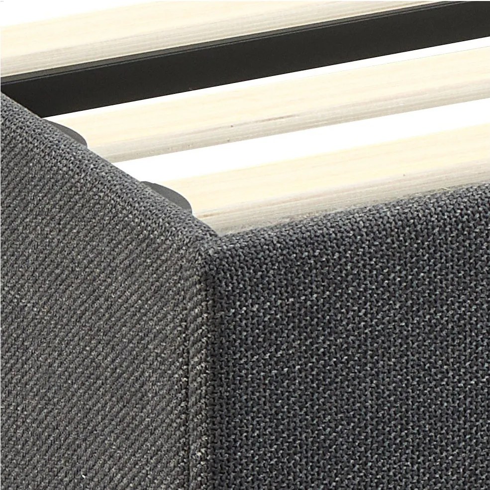 Pat matrimonial gri închis tapițat cu spațiu de depozitare cu somieră 160x200 cm Calvi – Actona