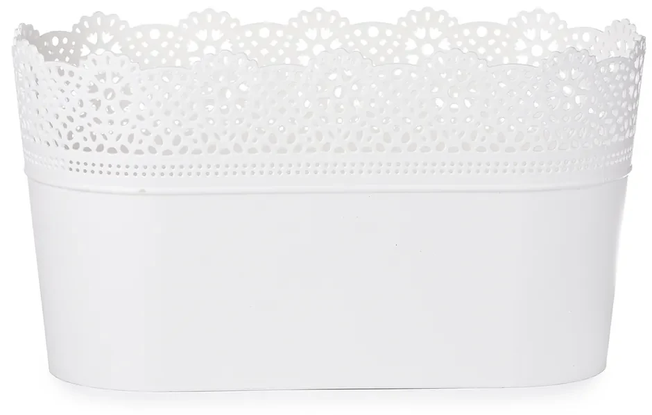 Ghiveci de flori Lace, din plastic, alb