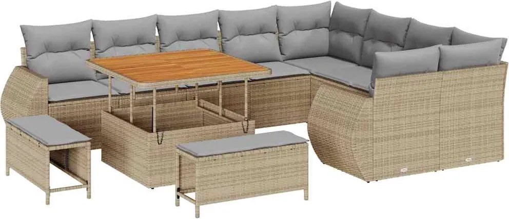 vidaXL Set de canapele pentru grădină 12 pcs Beige și gri deschis