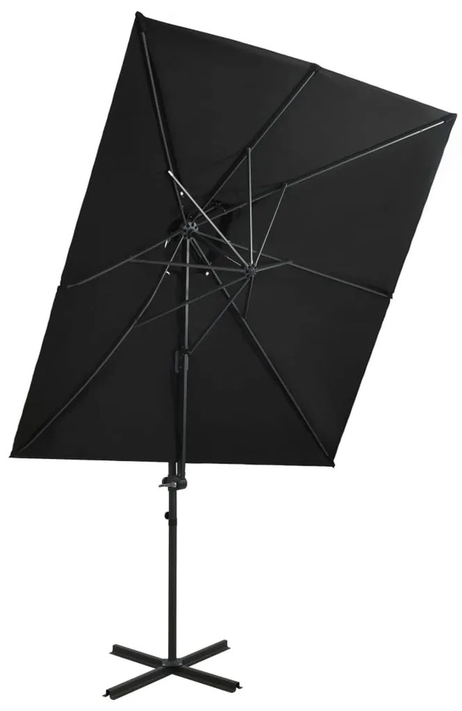 vidaXL Umbrelă în consolă cu înveliș dublu, negru, 250x250 cm