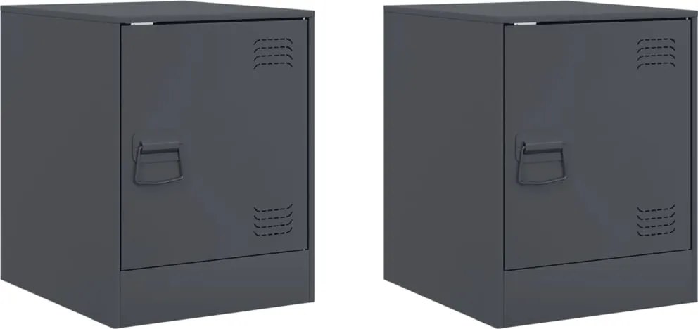 vidaXL Noptiere, 2 buc., antracit, 34,5x39x44 cm, oțel