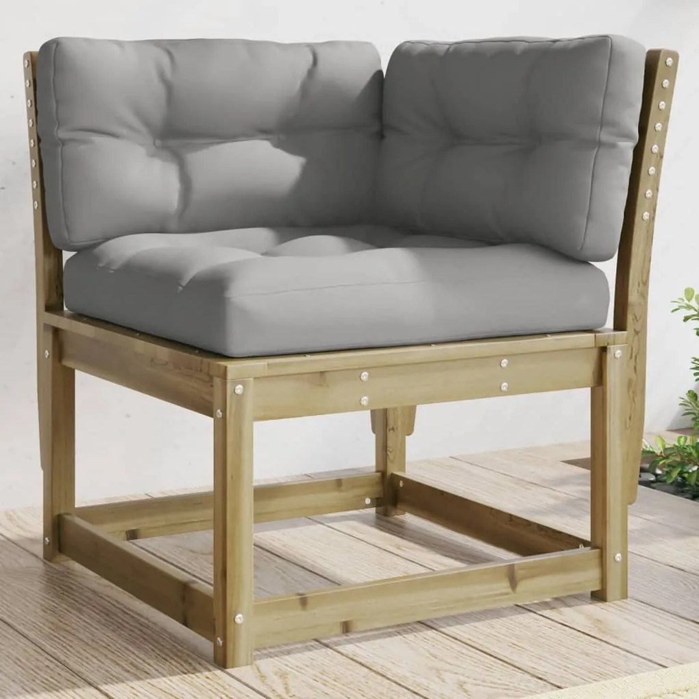 vidaXL Canapea colț de grădină cu perne, 73x73x78 cm, lemn masiv pin