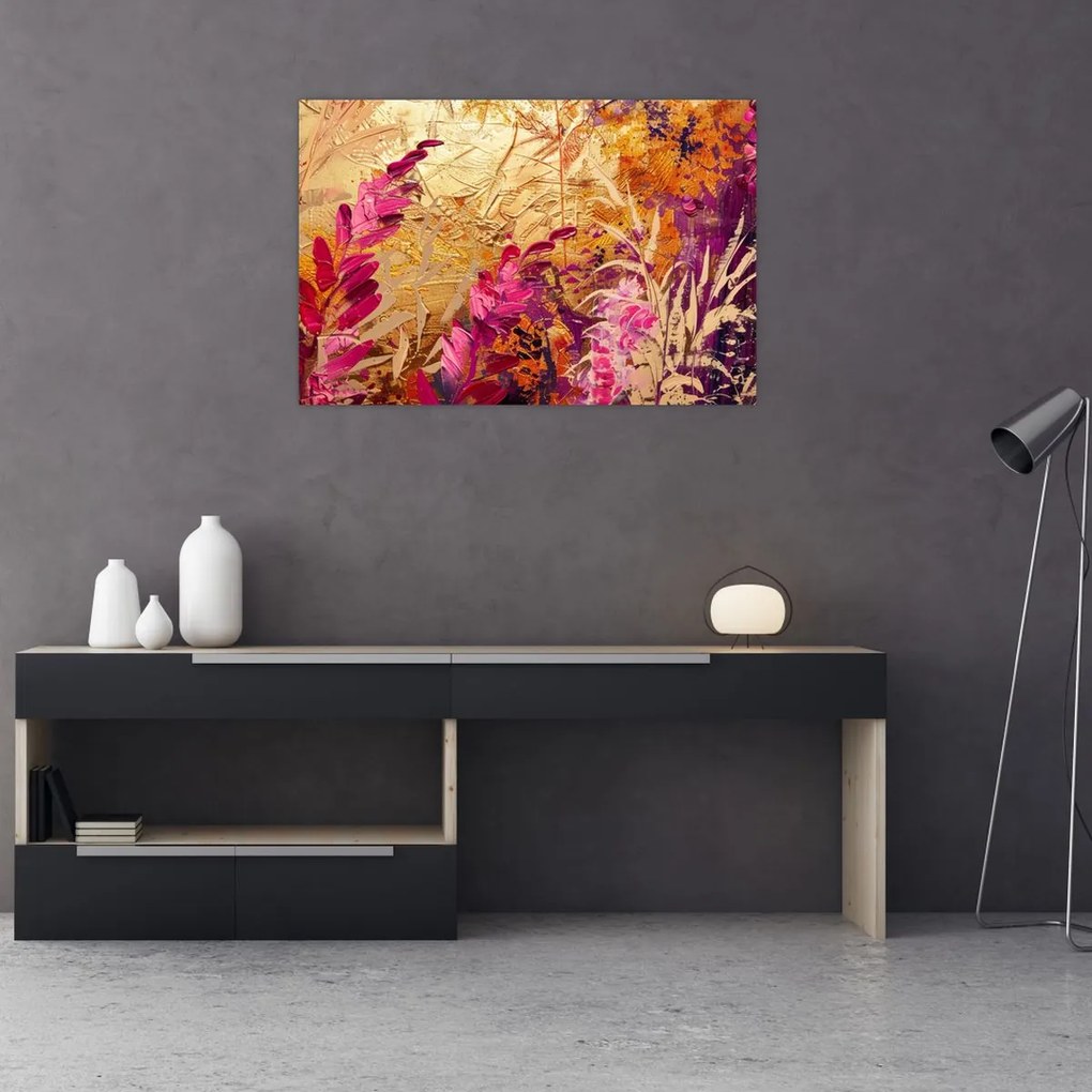 Tablou - Pictură abstractă de flori II. (90x60 cm)