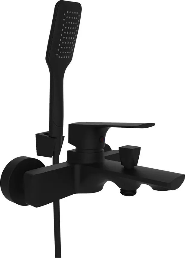 Baterie cada-dus Rubineta Modena monocomanda finisaj negru mat cu set de dus para 1 functie