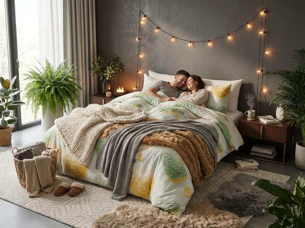 Lenjerie de pat din microfibra HEARTAMI colorată Dimensiune lenjerie de pat: 2 buc 70 x 80 cm | 160 x 200 cm