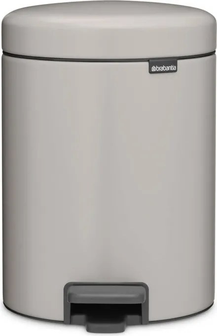 Cos de gunoi cu pedală Brabantia NewIcon 1010434, 5 L, Inchidere usoara, Baza antiderapanta, Gri deschis