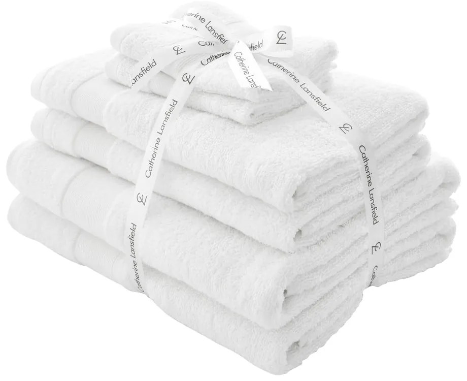 Prosoape de baie albe 6 buc. din bumbac din frotir Anti-Bacterial – Catherine Lansfield