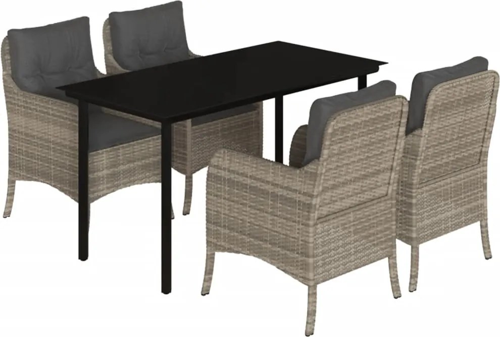 vidaXL Set mobilier de grădină cu perne, 5 piese gri deschis poliratan