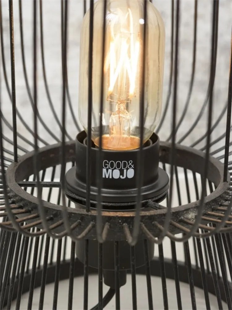 Veioza, lampa de masa eco din bambus Cango negru, 30x26cm