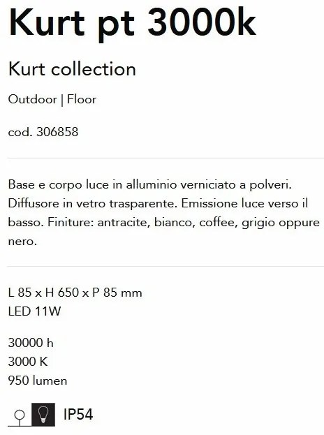 Stalp LED iluminat exterior, IP54 Kurt pt 3000k cafeniu