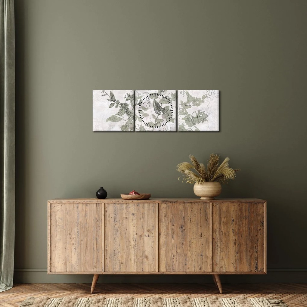 Tablou - Plante in ipsos (cu ceas) (90x30 cm)
