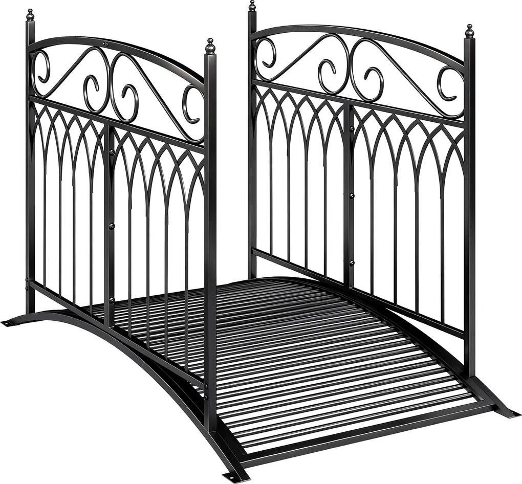 Outsunny Pod de grădină din metal 135,5 cm Pod pentru iaz cu balustrade de siguranță Aspect antic Rezistent la rugină Montaj ușor | Aosom Romania