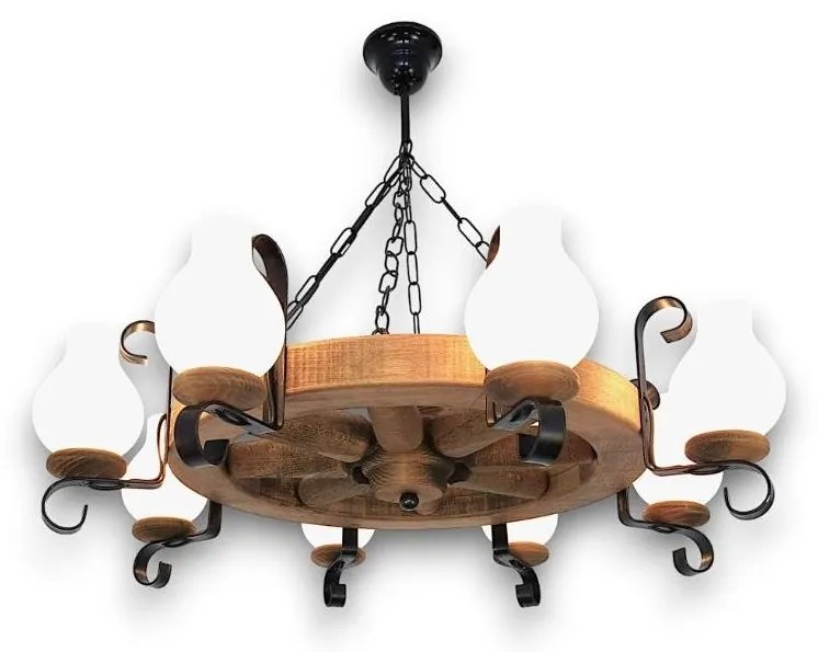 Lustră pe lanț Brilagi ROATA 8xE14/40W/230V fag