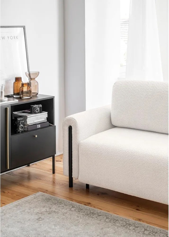 Canapea crem extensibilă/cu spațiu de depozitare cu tapițerie din țesătură bouclé 244 cm Arcadova – ELTAP