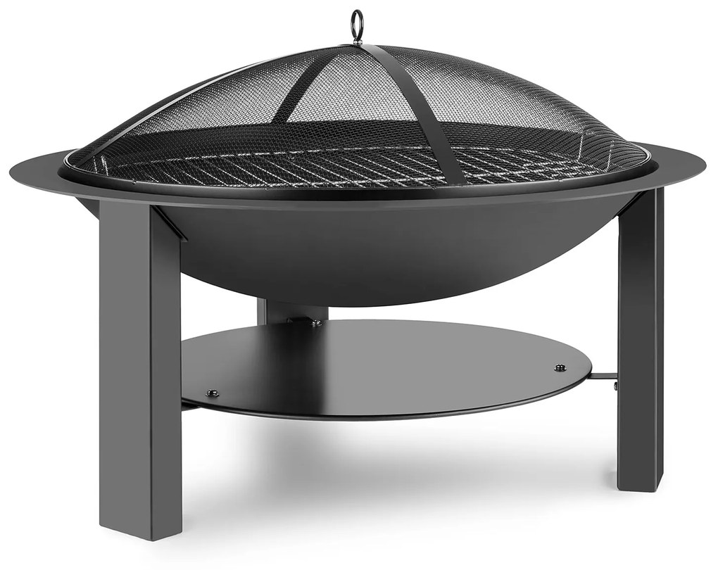 Mithras Fire bowl, grill de foc foc ø75 cm, grilaj protecție Ø60 cm, grătar, oțel turnat, fier