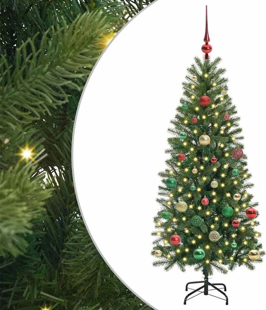 vidaXL Brad de Crăciun artificial cu 150 LED Verde 150 cm PE și PVC