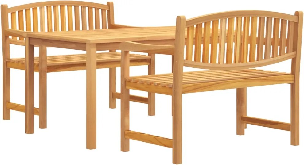 vidaXL Set mobilier pentru grădină, 3 piese, lemn masiv de tec