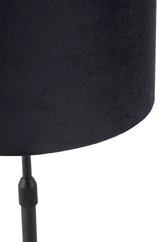 Lampă de masă neagră cu abajur din catifea neagră cu auriu 25 cm - Parte