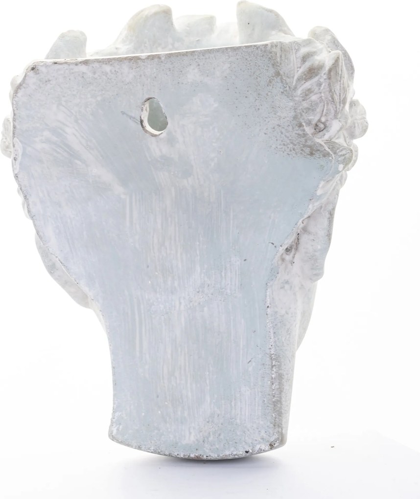 Ghiveci de piatra, pentru perete, forma cap femeie gri, 19x17x13 cm