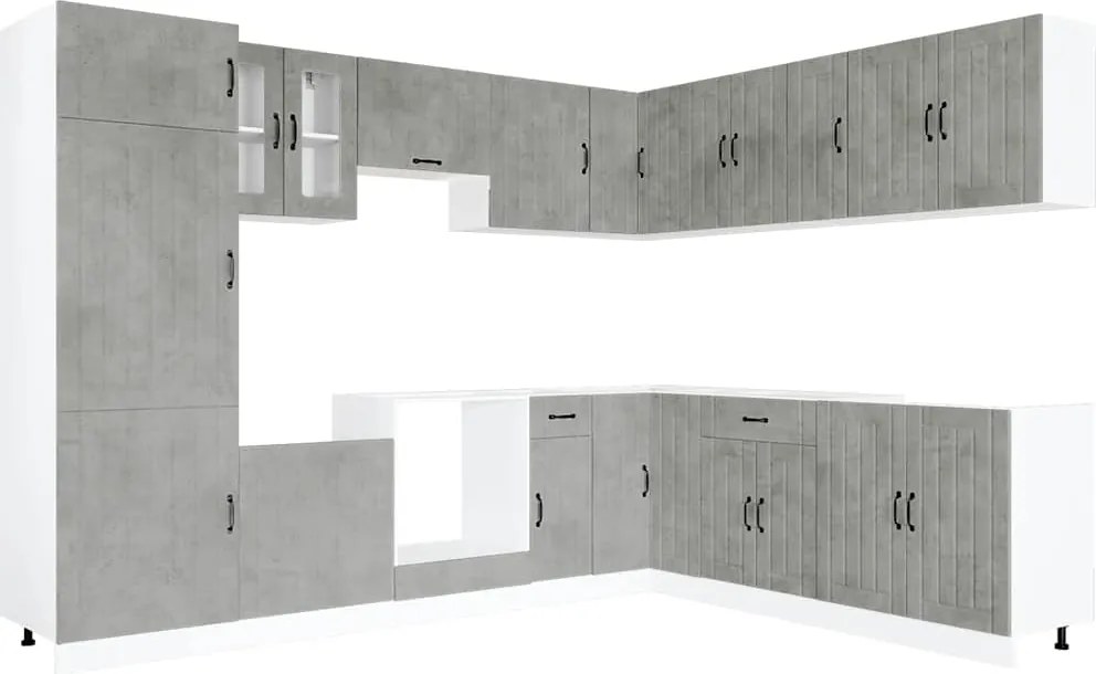 vidaXL Set dulapuri de bucătărie 14 piese „Lucca” gri beton Lemn