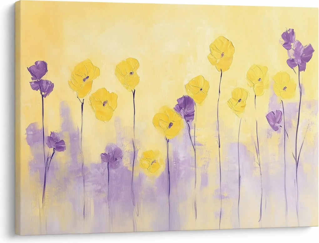 Tablou - Flori mov și galbene (70x50 cm)