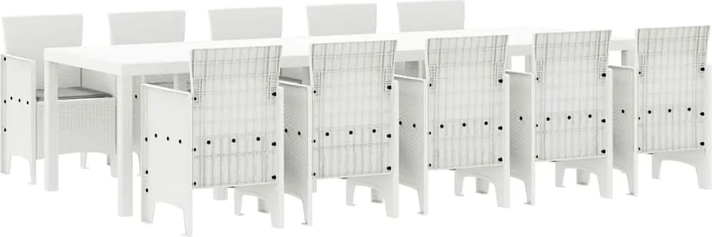 vidaXL Set de masă pentru grădină cu pernă 11 pcs Alb și gri deschis