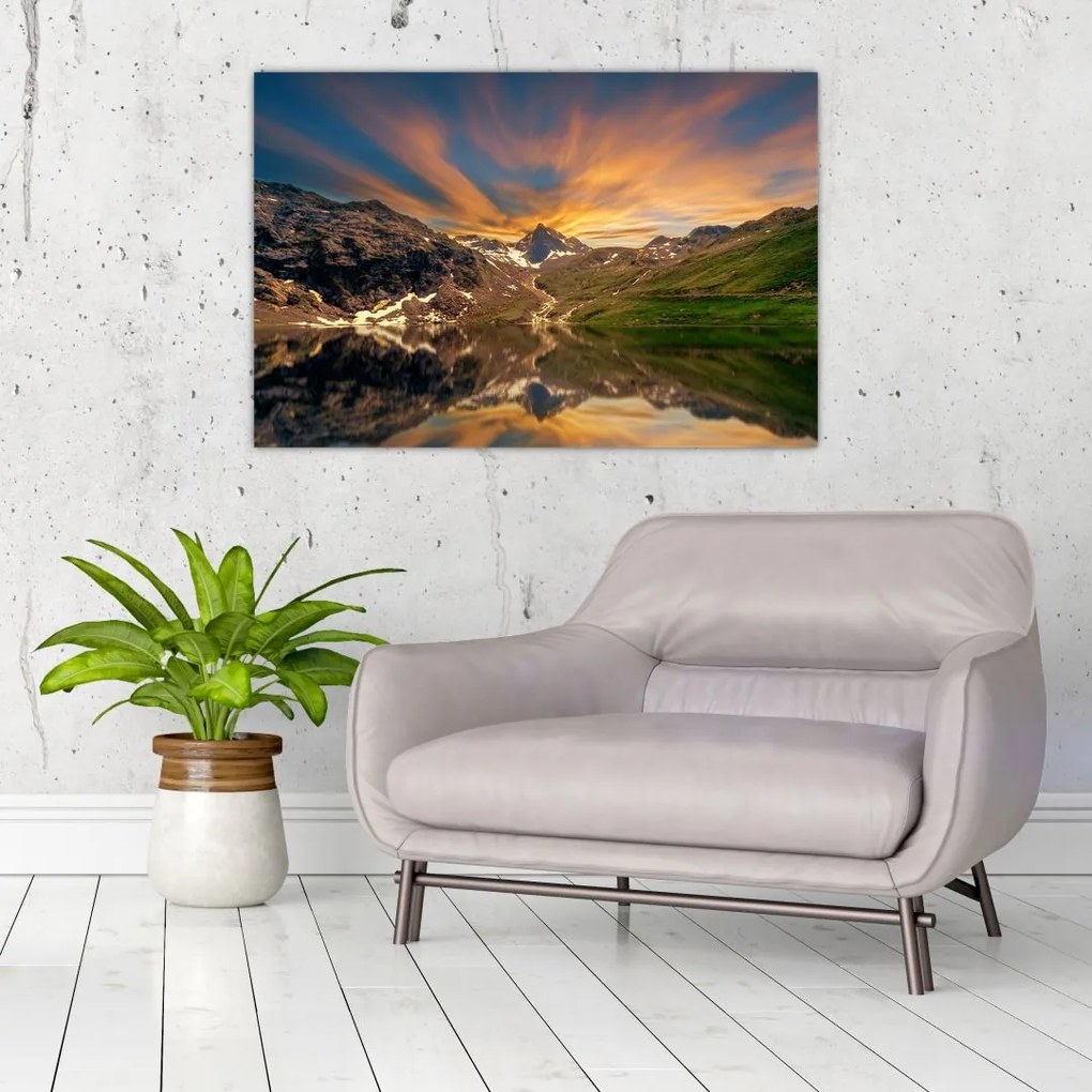 Tablou - Oglindirea în lacul montan (90x60 cm)