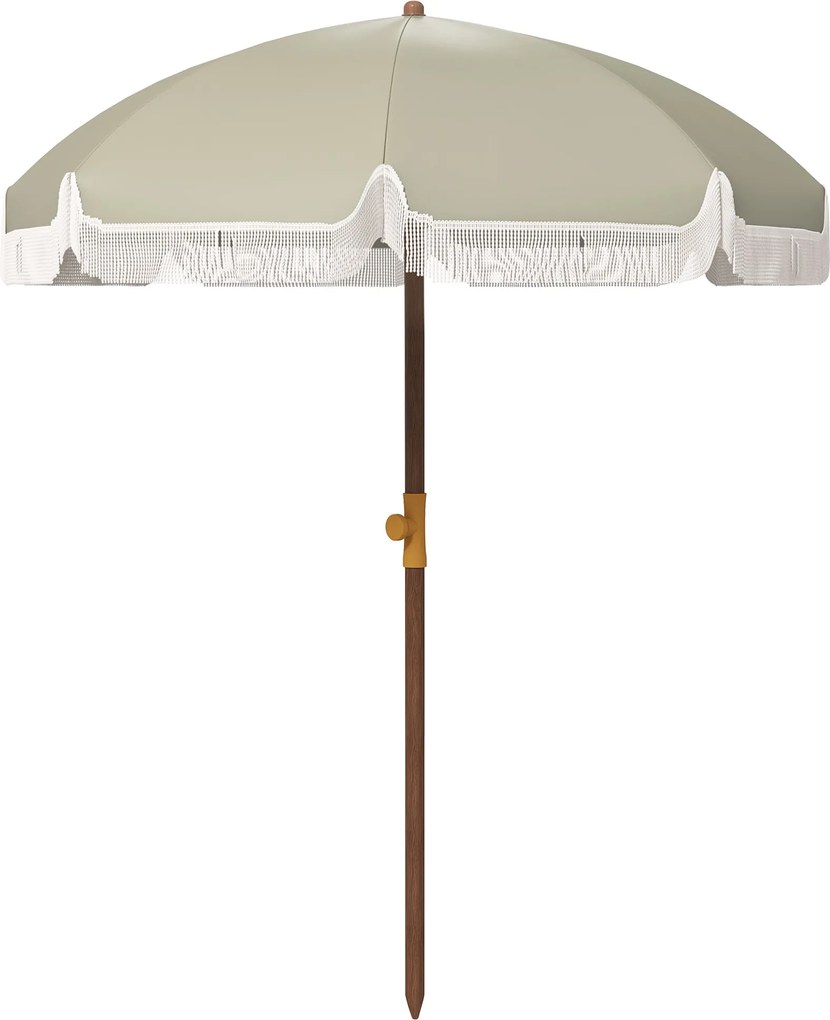 Outsunny Umbrelă de Plajă Portabilă cu Volane în Aer Liber cu Baldachin Ventilat, Geantă de Transport, Ø1.9x2.1 m, Alb-Crem | Aosom Romania