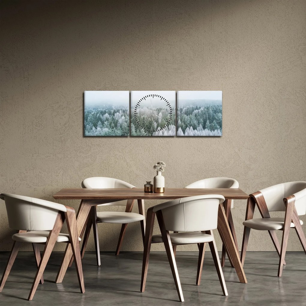 Tablou - Crestele munțillor înzăpezite (cu ceas) (90x30 cm)