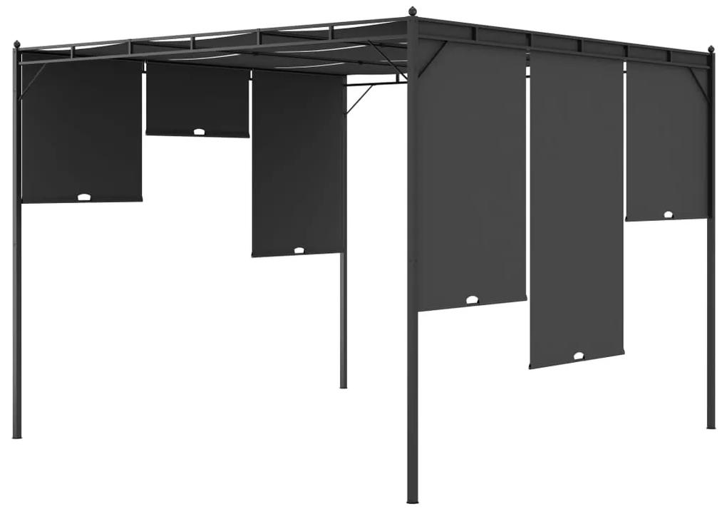Pavilion de gradina cu perdea laterala, antracit, 3x3x2,25 m Antracit, 3 x 3 x 2.25 m