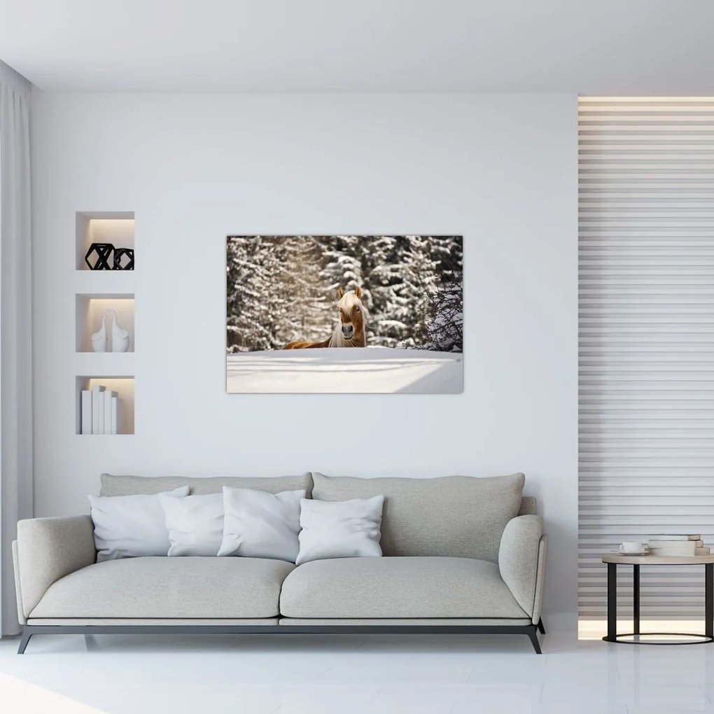 Tablou - Cal în peisaj de iarnă (90x60 cm)