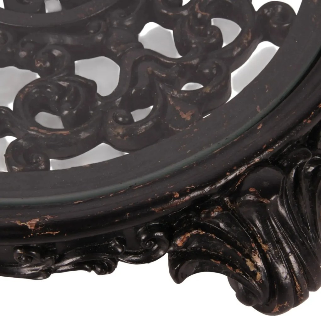 Tavă decorativă rotundă din polirășină și sticlă, negru, 5 x 29 cm, „Rivage”