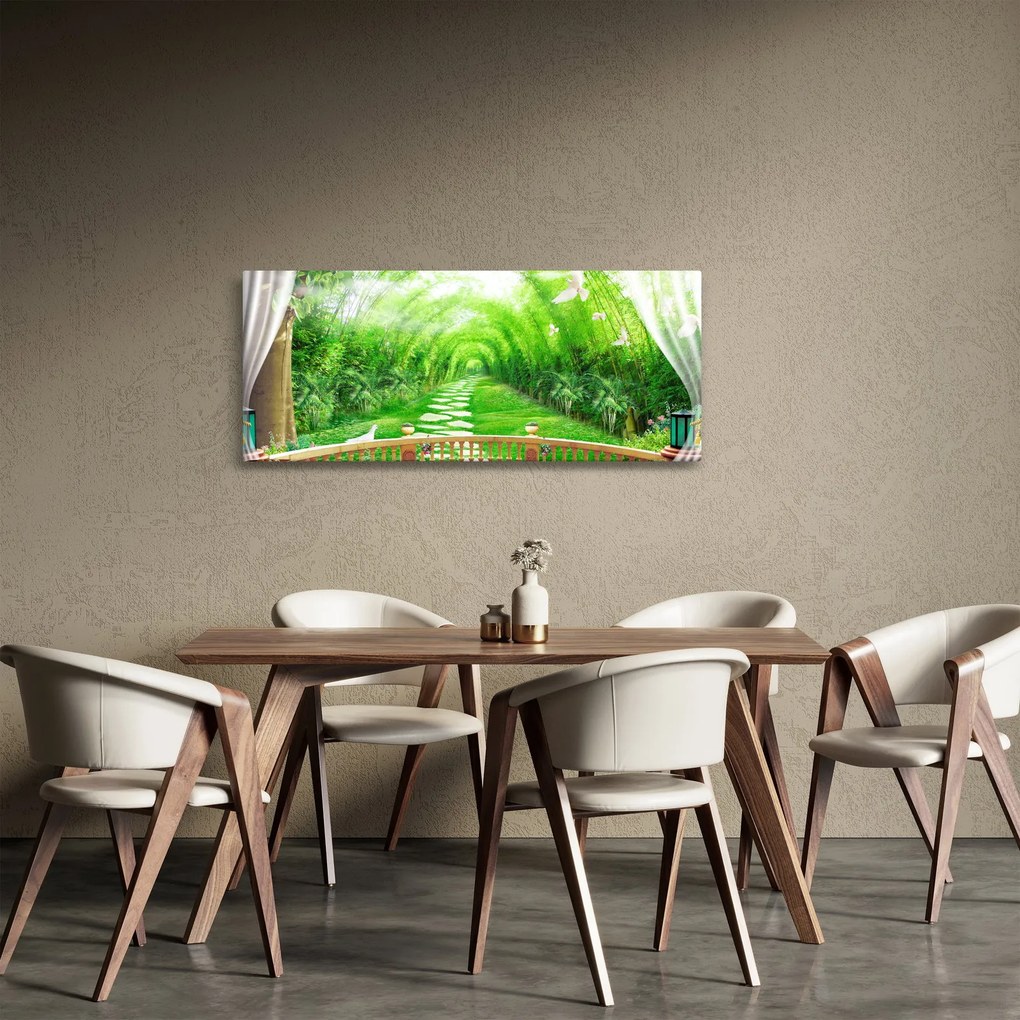 Tablou - Privire la grădina tropicală (120x50 cm)