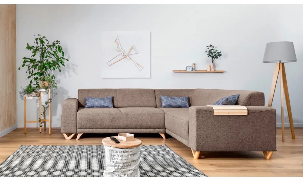 Colțar maro extensibil/cu spațiu de depozitare (cu colț pe partea dreaptă/în formă de ”L”) Classy Sophie – Miuform