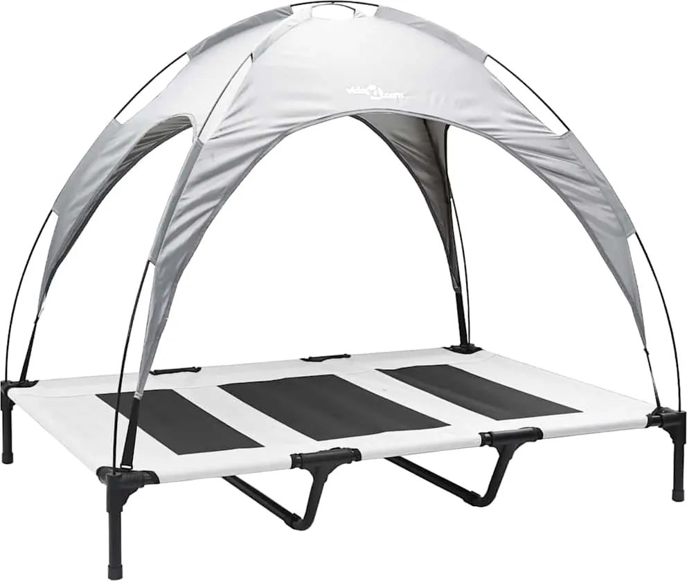 vidaXL Pat pentru câini Manual Gri argintie 122 x 93 x 106,5 cm Oțel