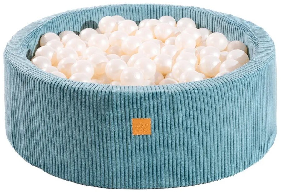 Piscină cu bile turcoaz din catifea reiată ø 90x30 cm Montessori – Meowbaby