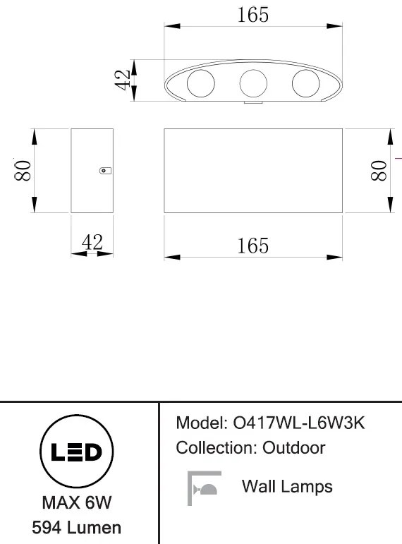 Aplica de perete exterior cu iluminat arhitectural IP54 LED Strato alb