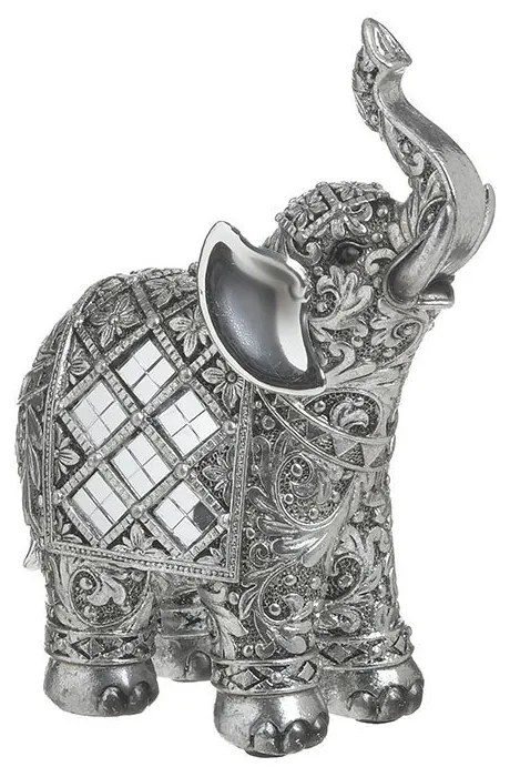 Elefant decor din rasina Silver 12 cm x 16 cm