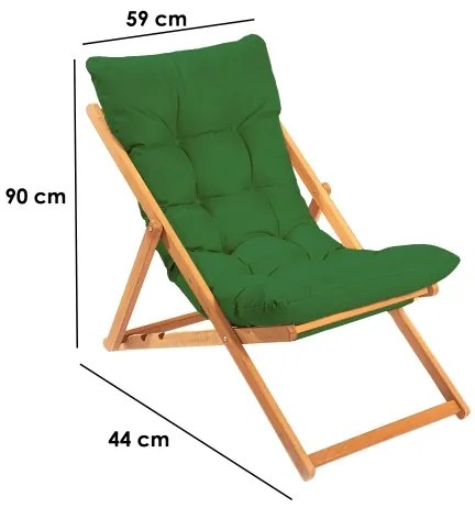 Șezlong de grădină verde/fag